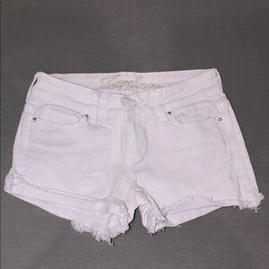 Light Purple Frayed Denim Shorts